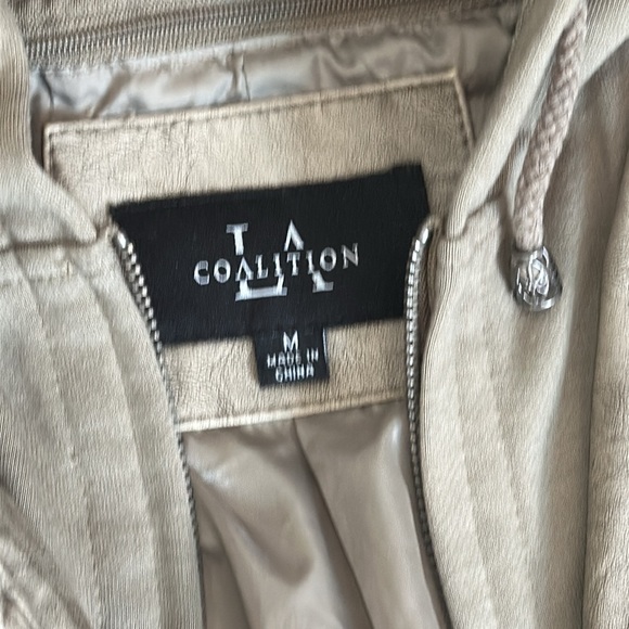 NWOT Hoodie Faux Leather Jacket - Picture 4 of 7